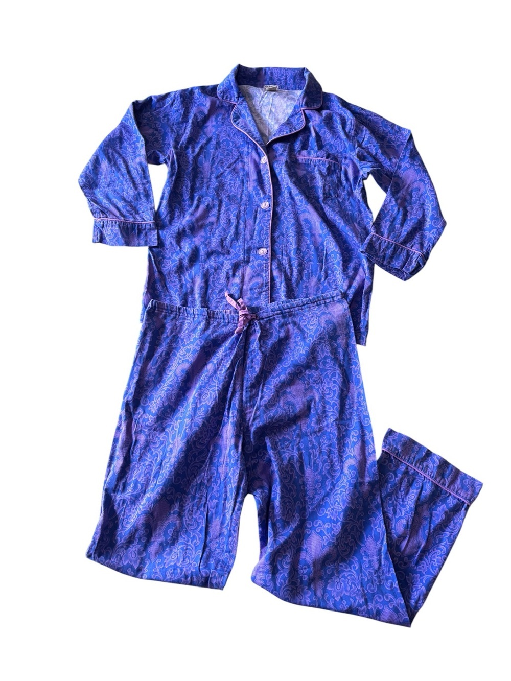 BedHead Fine Cotton Blue, Purple Paisley Print Pajama Set - Medium